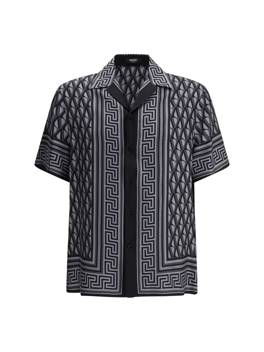 VERSACE Silk Shirt with V Greca print