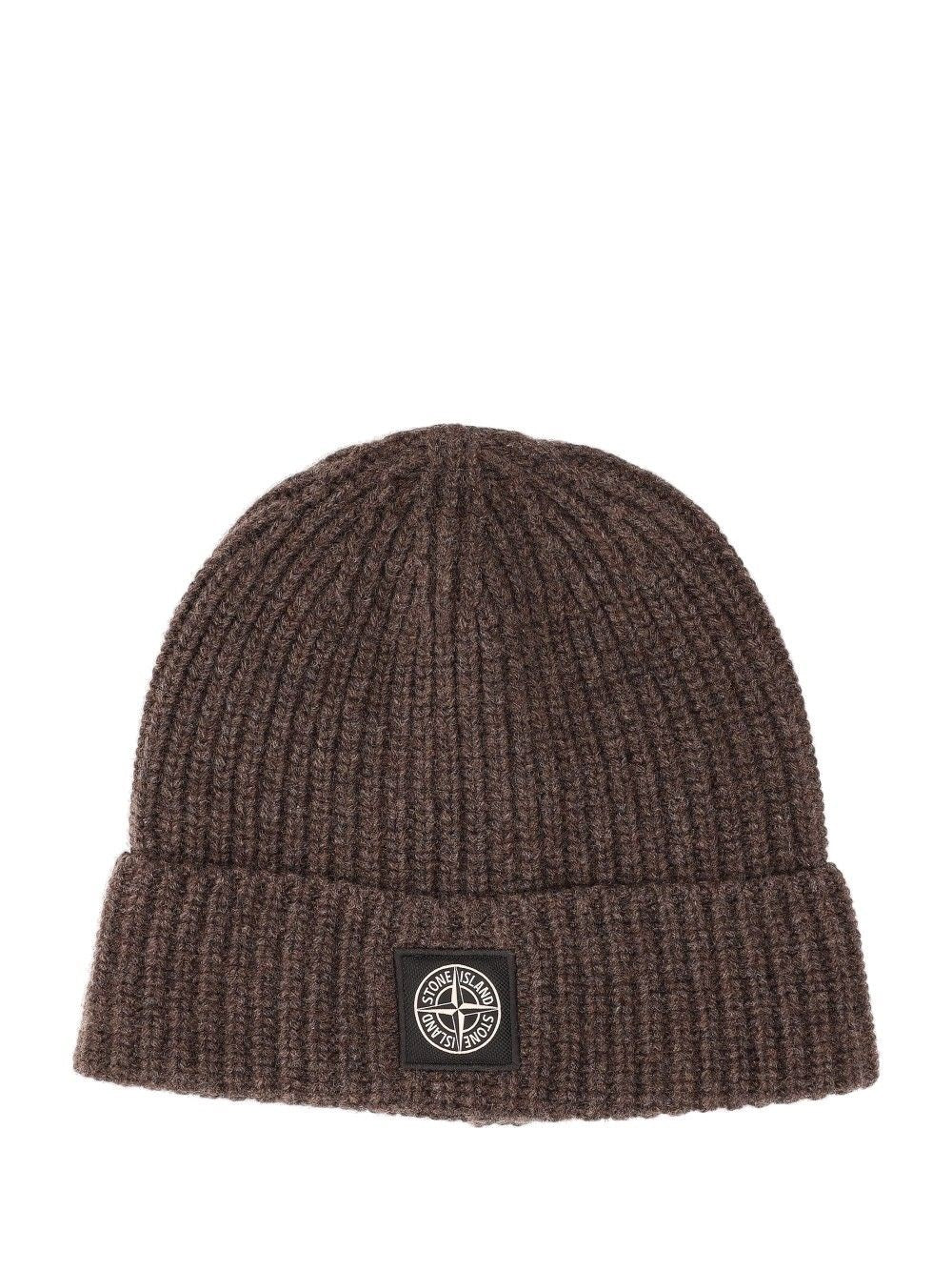Stone Island Wool Beanie Geelong Rws - Brown