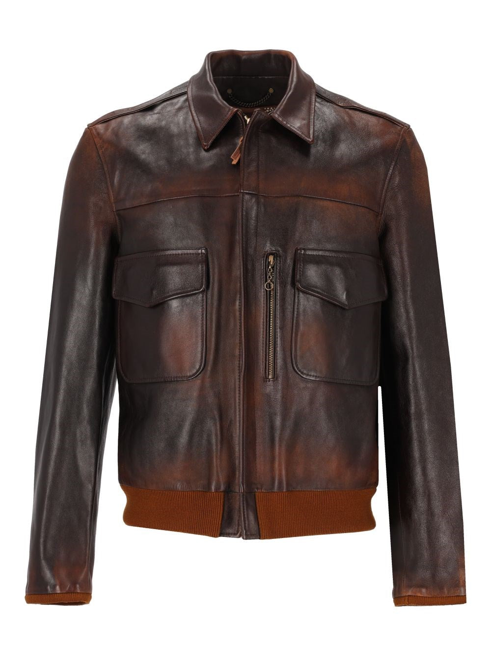 Golden Goose Bomber Jacket With Distressed Effect - Brown