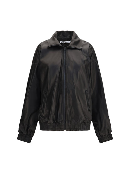 Acne Studios Leather Jacket with high collar - Black