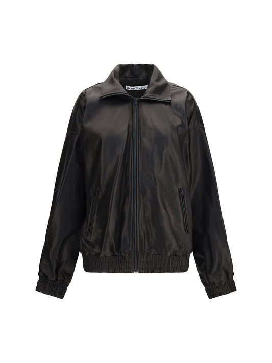 Acne Studios Leather Jacket with high collar - Black