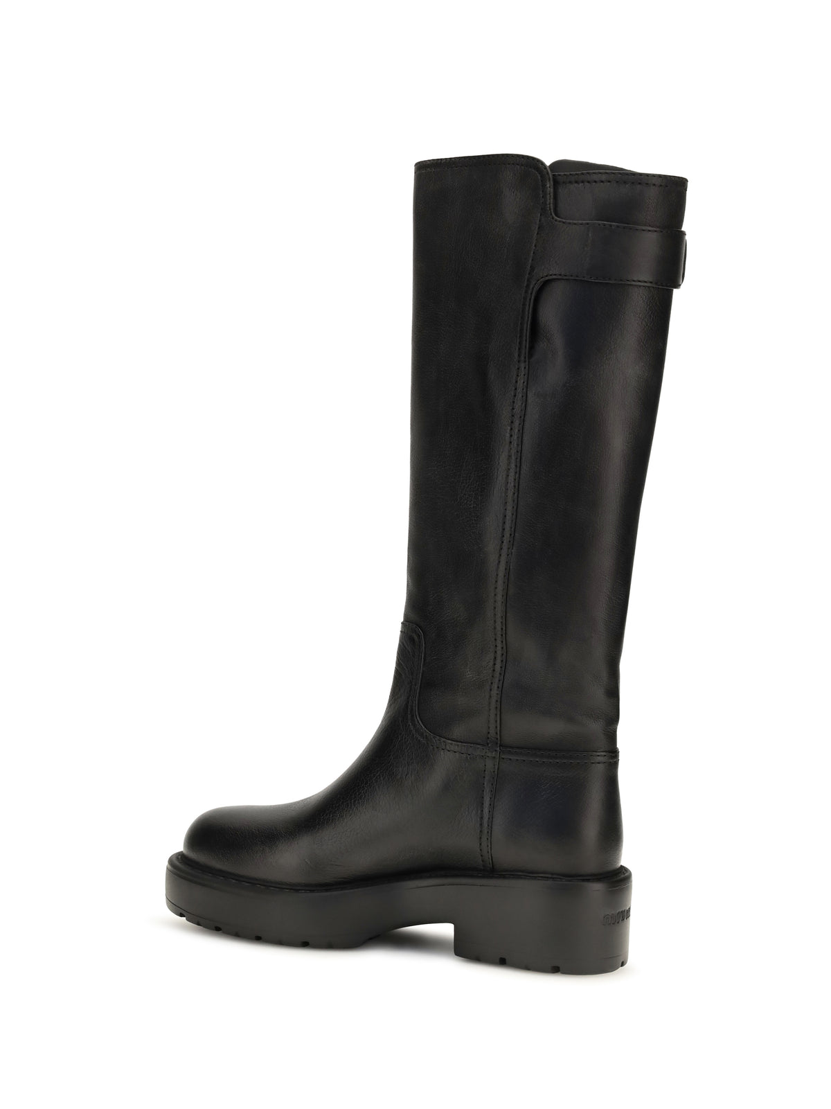 Miu Miu Leather knee-high Boots with buckle detail - Black