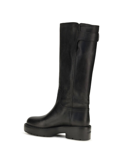 Miu Miu Leather knee-high Boots with buckle detail - Black