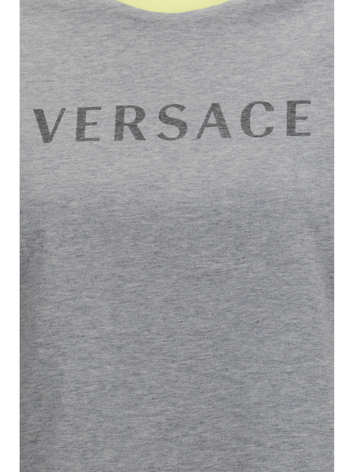 Versace Logo cotton T-shirt - Light Grey Melange + Pale Yellow