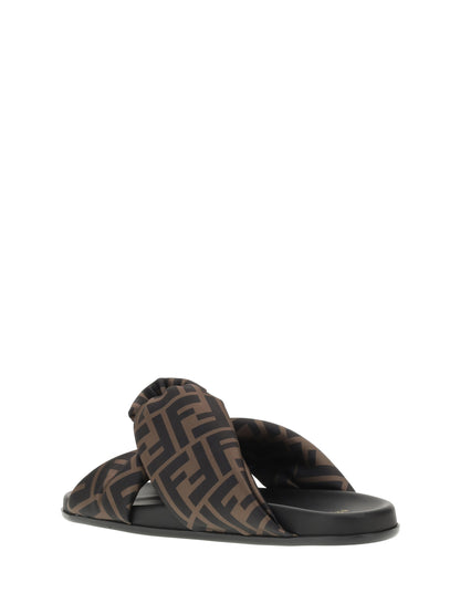 FENDI Satin Slide Sandals