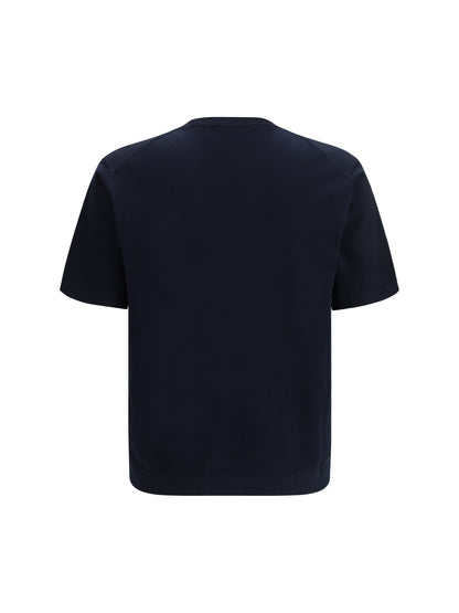 Piacenza Cashmere Short-sleeve crewneck Sweater - Dark Navy
