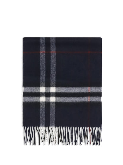 Burberry Cashmere Check Scarf - Ink Blue