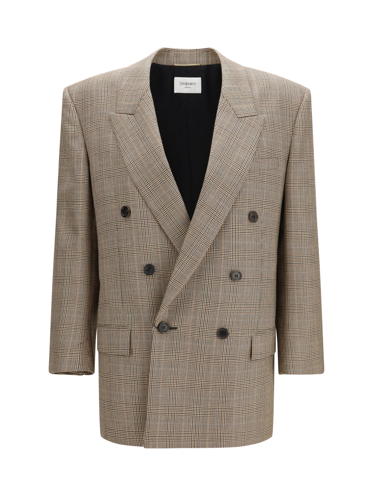 Saint Laurent Prince of Wales Houndstooth wool Blazer - Beige Marron Marine