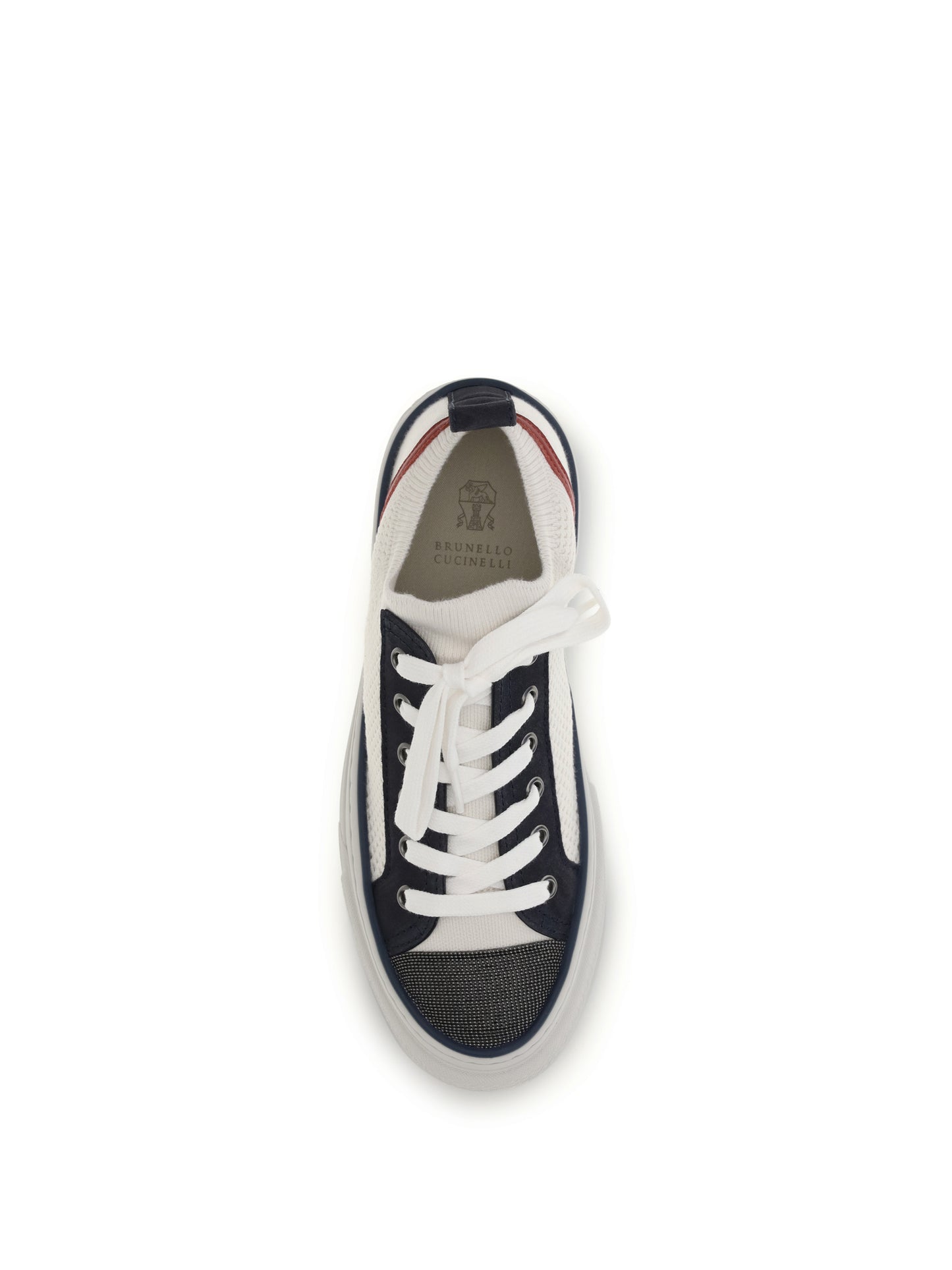BRUNELLO CUCINELLI Cotton knit and suede Sneakers with Precious Toe