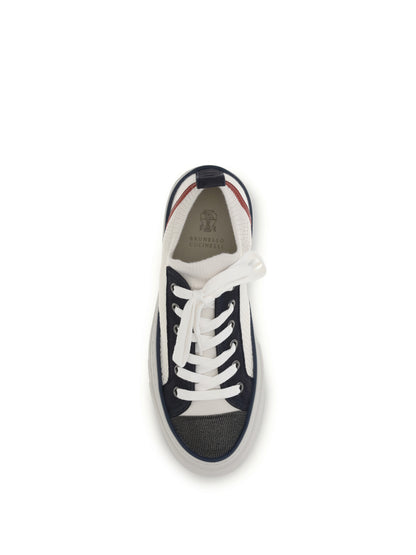 BRUNELLO CUCINELLI Cotton knit and suede Sneakers with Precious Toe