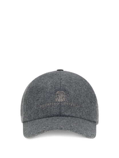 Brunello Cucinelli Logo Baseball Hat - Grey Medio+Brown