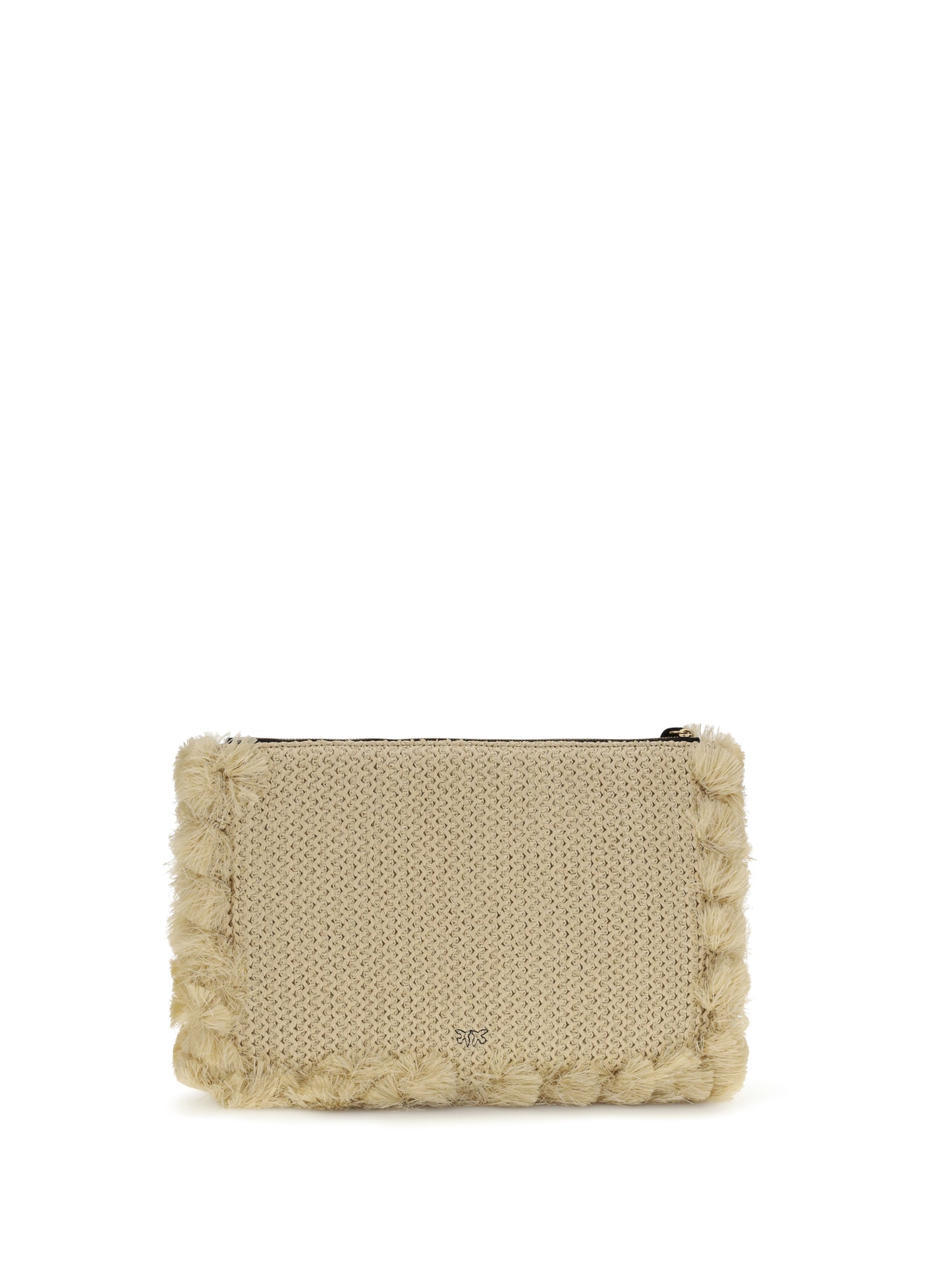 PINKO Flat Handle Clutch in raffia