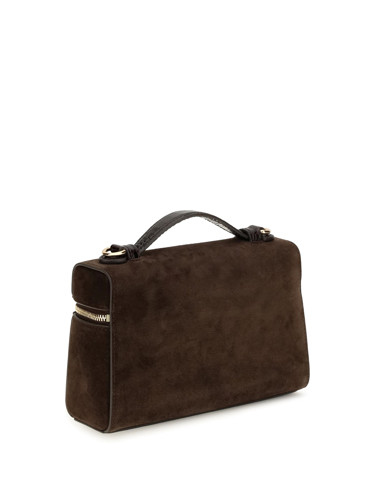 Tory Burch Romy Slim suede Top Handle Bag - Dark Cocoa