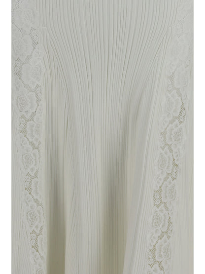 SELF-PORTRAIT Knit midi Dress with lace inserts