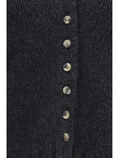 Khaite Axel V-Neck Cardigan - Charcoal