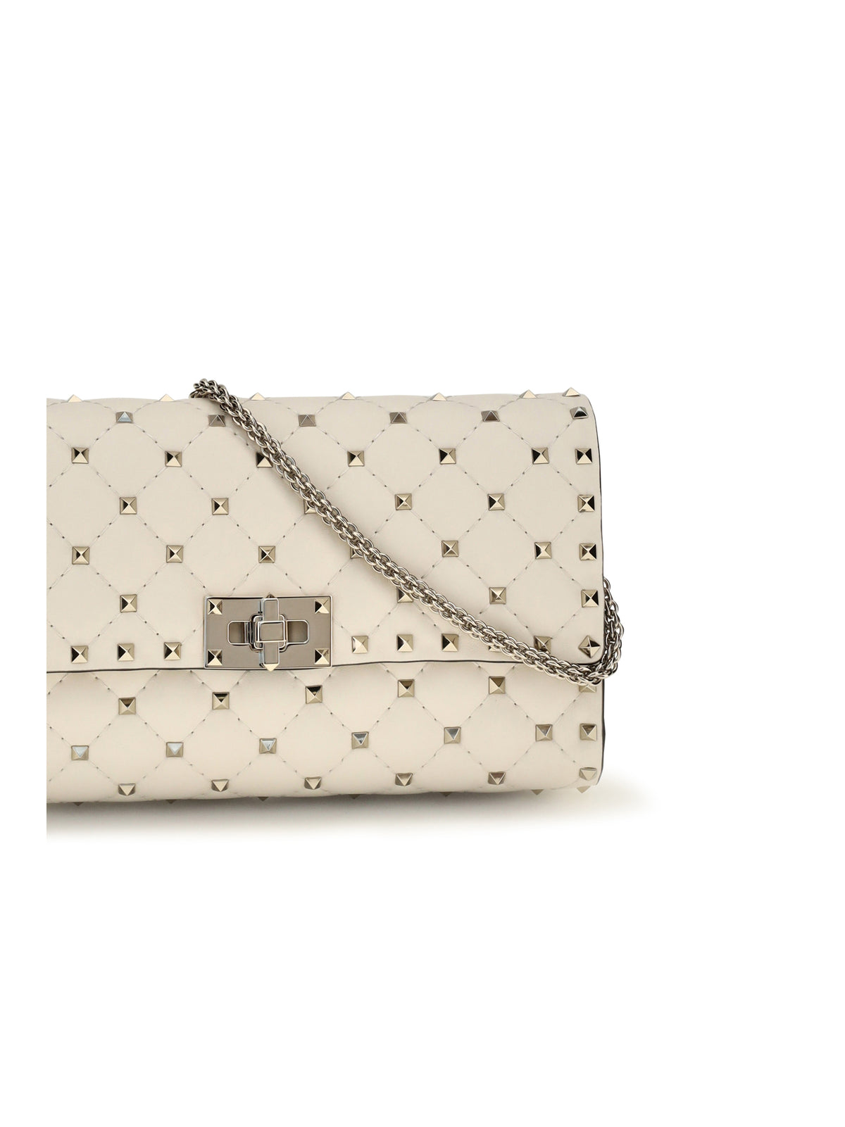 Valentino Garavani Rockstud Spike quilted Nappa Shoulder Bag - Light Ivory