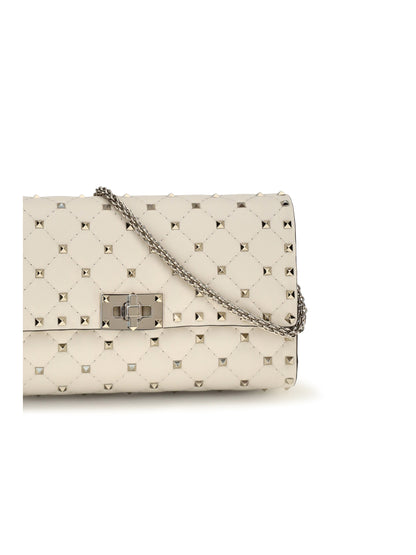 Valentino Garavani Rockstud Spike quilted Nappa Shoulder Bag - Light Ivory