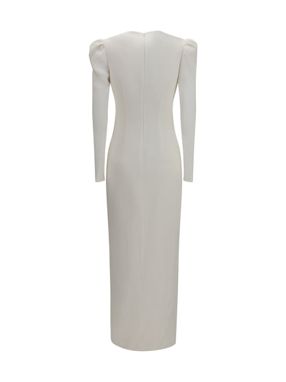 Alessandra Rich V-neck Dress with bow - White