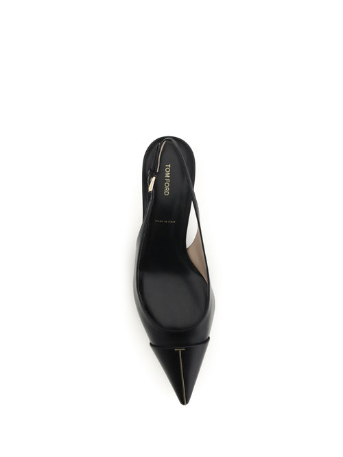 Tom Ford Leather Slingback Pumps - Black