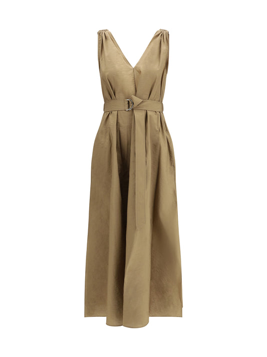 BRUNELLO CUCINELLI Cotton poplin Dress Precious Shoulder Detail
