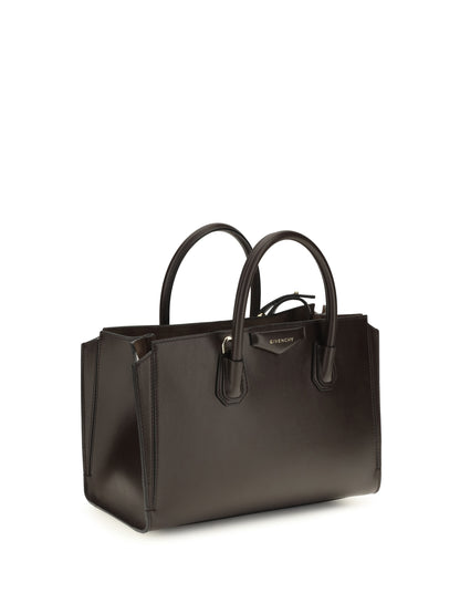 Givenchy Small Antigona Catchall glossy grained leather Handbag - Chocolate