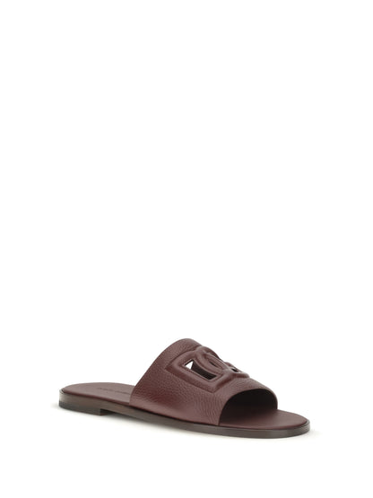 Dolce & Gabbana Grained leather Sandals - Burgundy