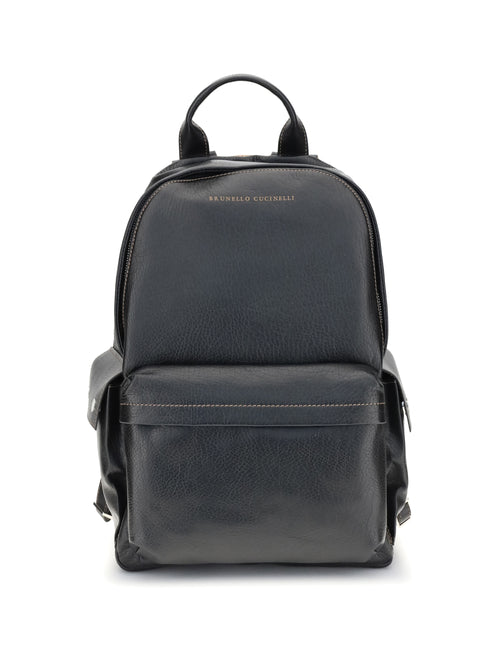 Brunello Cucinelli Leather Travel Backpack - Black