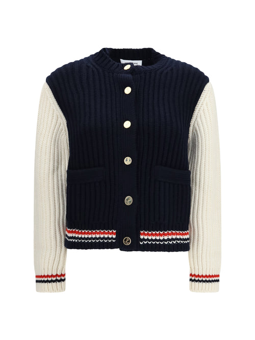 Thom Browne Bicolor cashmere Cardigan - Navy White