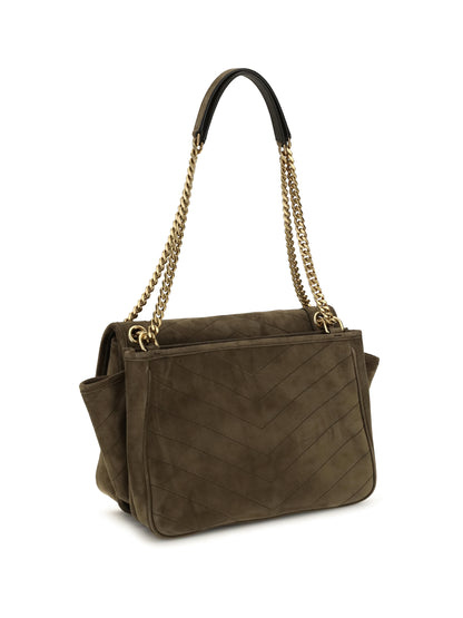 Saint Laurent Niki Tripouch suede Shoulder Bag - Light Musk