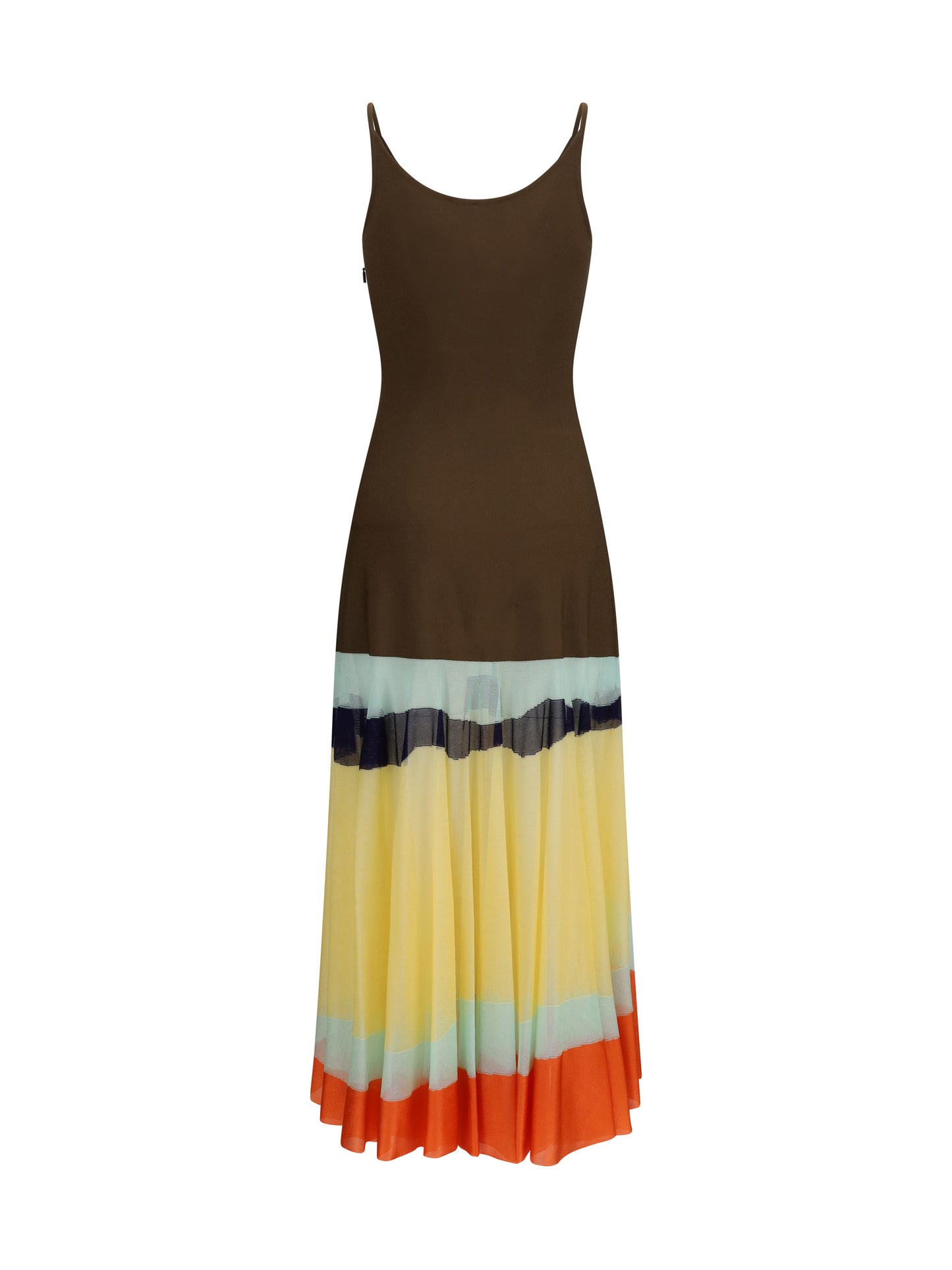 FENDI Long Dress with color-striped skirt