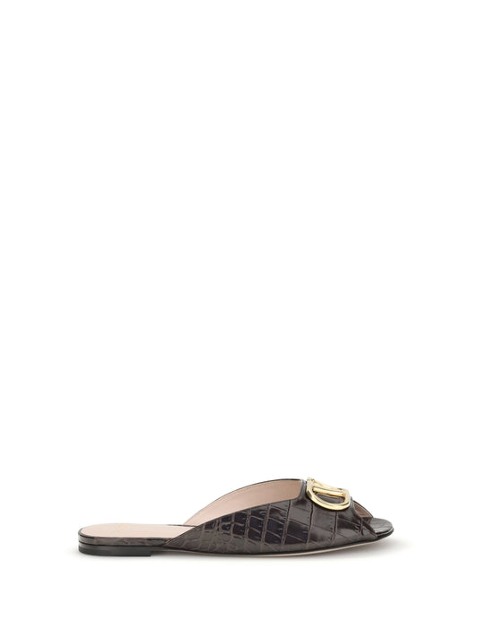 VALENTINO GARAVANI Leather Sandals with metal logo