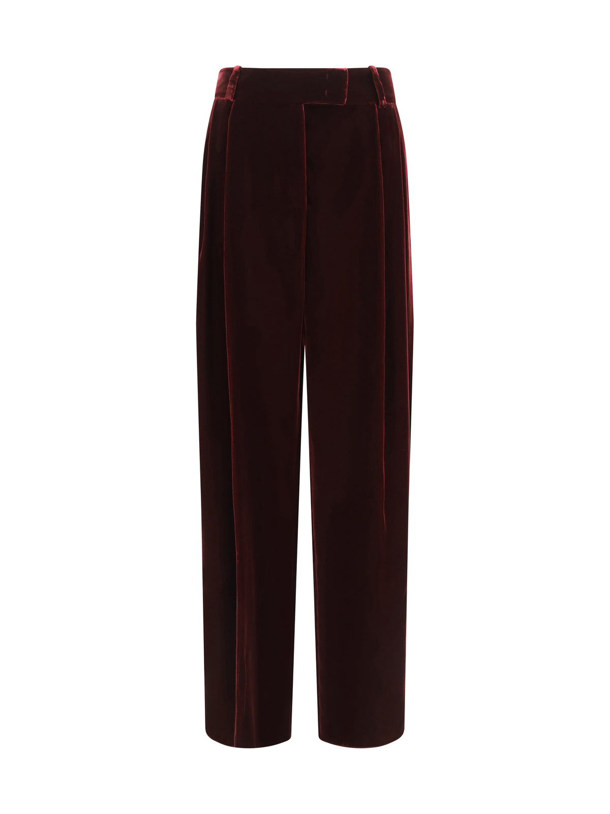 Giorgio Armani Wide leg Pants with double pleats in viscose and silk velvet - Rhododendron