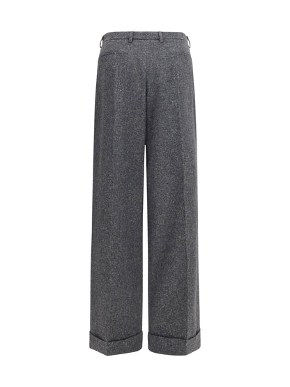 Valentino Tailored wool and silk-blend Pants - Grey Melange/White/Light Blue/Beige
