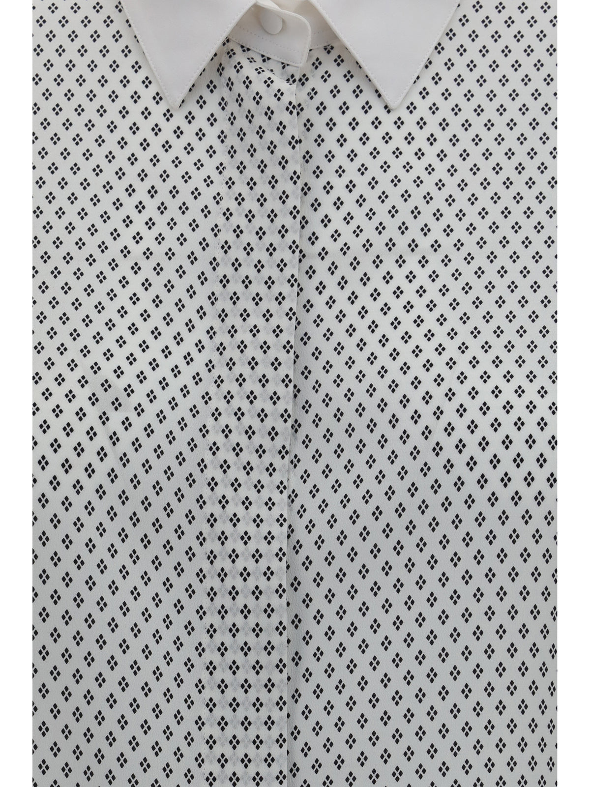 Tom Ford Diamond print silk crêpe de chine Shirt - Off White+Black