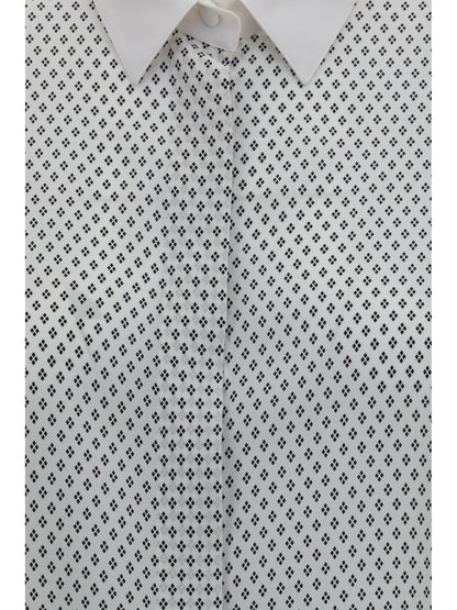Tom Ford Diamond print silk crêpe de chine Shirt - Off White+Black