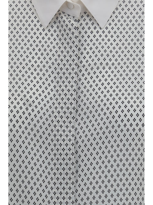 Tom Ford Diamond print silk crêpe de chine Shirt - Off White+Black