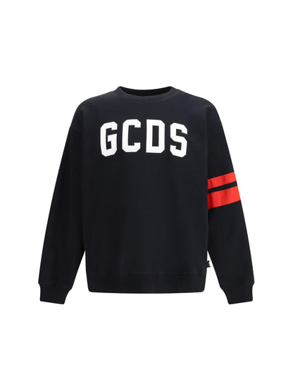 GCDS Crewneck Sweatshirt with Band Logo - Black/Red