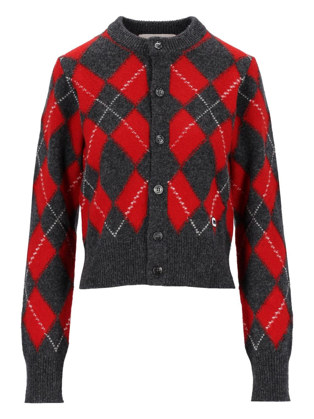 Ami Diamond Wool Cardigan - Red