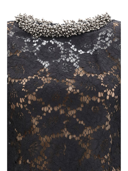 Self-Portrait Lace long sleeve mini Dress - Black