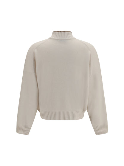 Brunello Cucinelli High neck Sweater - English White+Brown