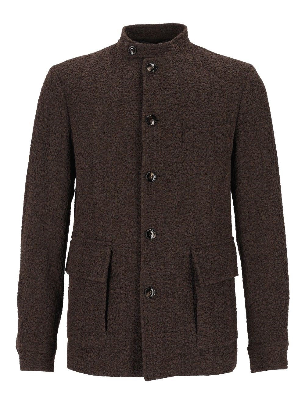 Giorgio Armani Mandarin Collar Blazer - Brown