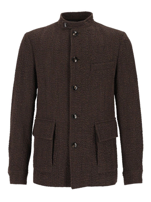 Giorgio Armani Mandarin Collar Blazer - Brown