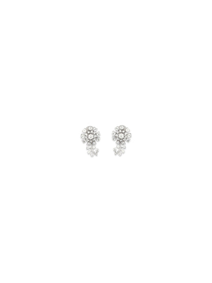 Self-Portrait Crystal Flower Earrings - Silver