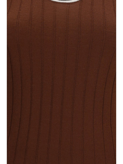 Brunello Cucinelli Ribbed jersey Top - Mulberry+Panama