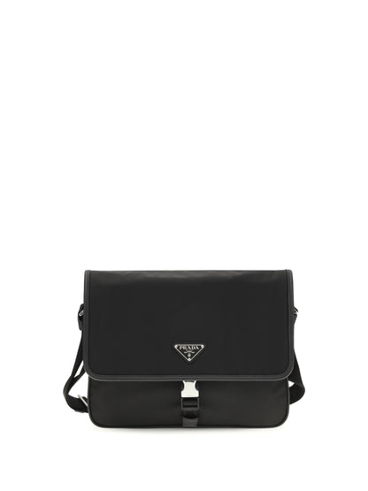 Prada Re-Nylon and Saffiano Shoulder Bag - Black