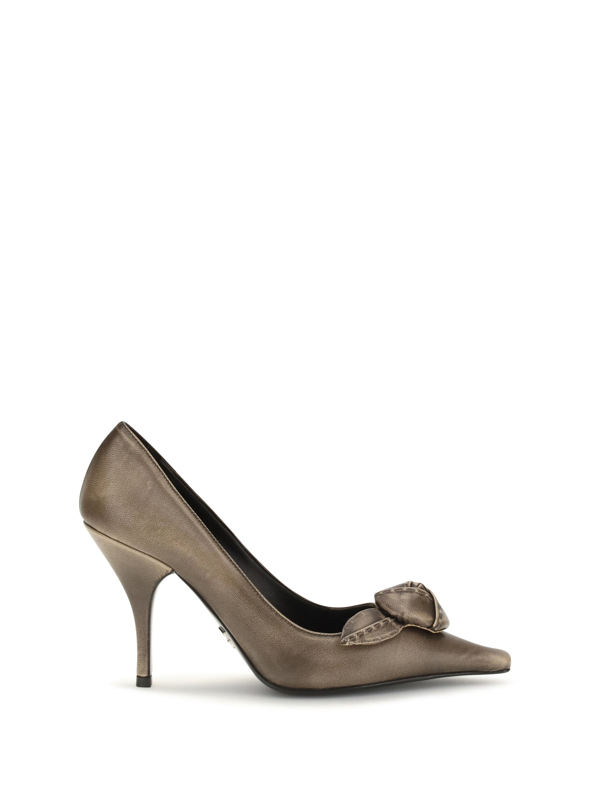 Prada Leather Pumps with rose appliqué - Tortora