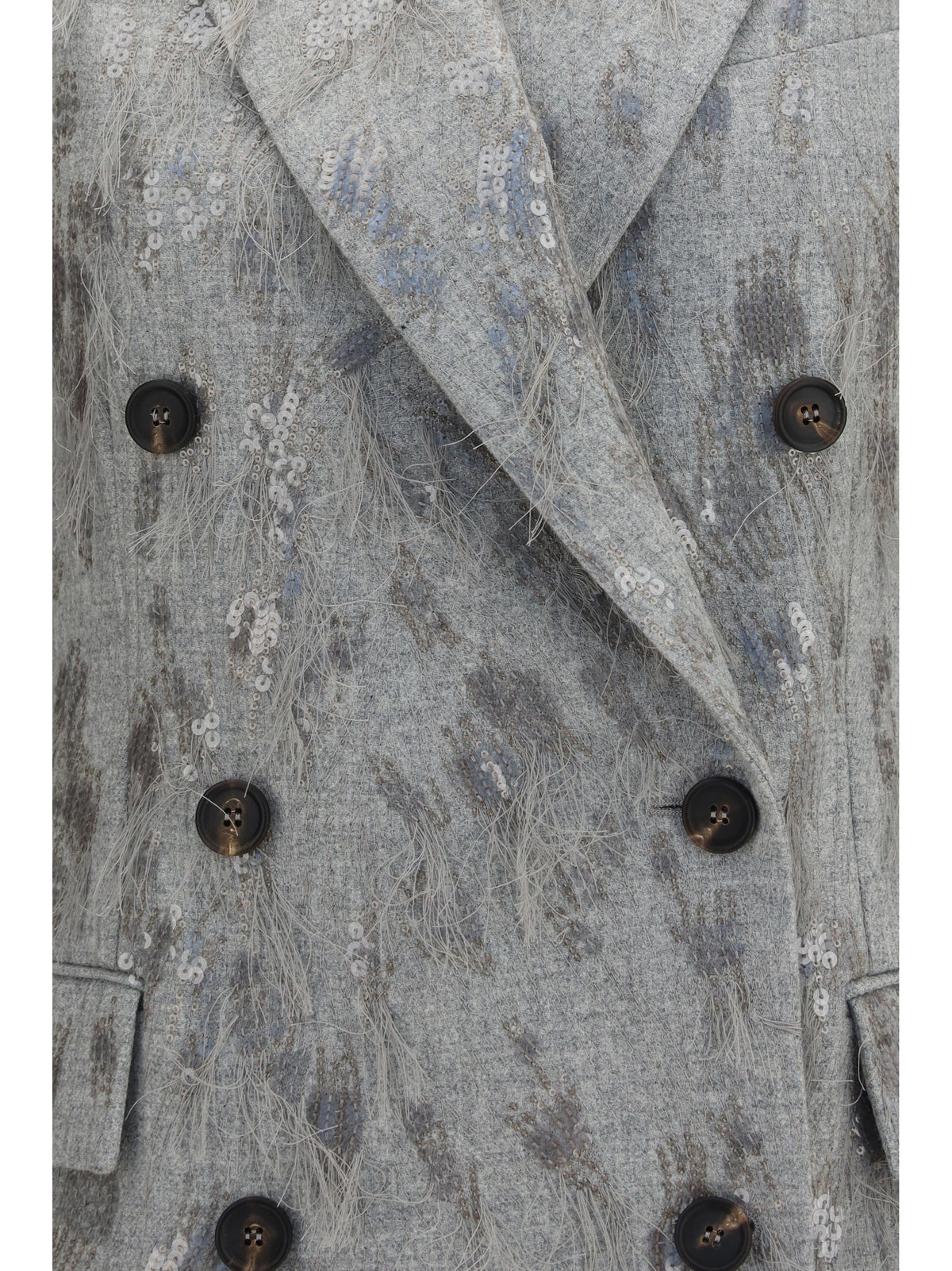 Brunello Cucinelli Gilet in virgin wool and cashmere twill flannel with Dazzling Lynx Embroidery - Light Grey