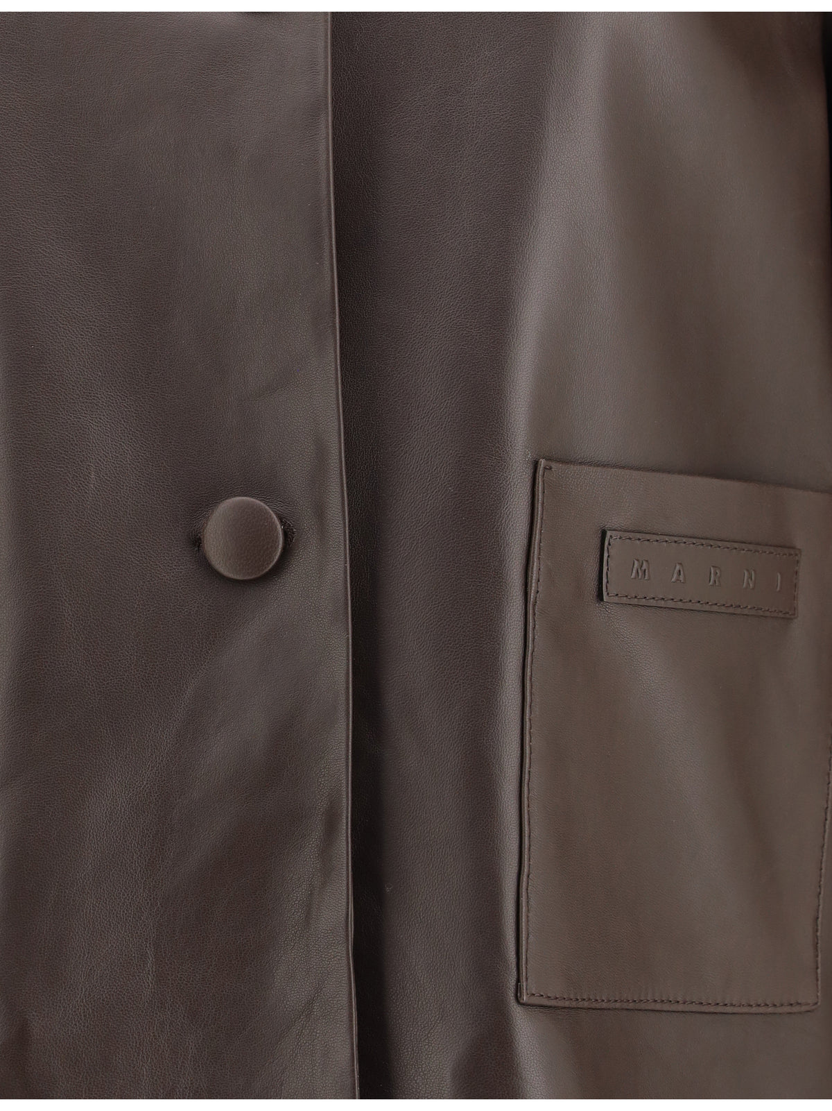 Marni Leather Jacket with a shearling collar - Cacao