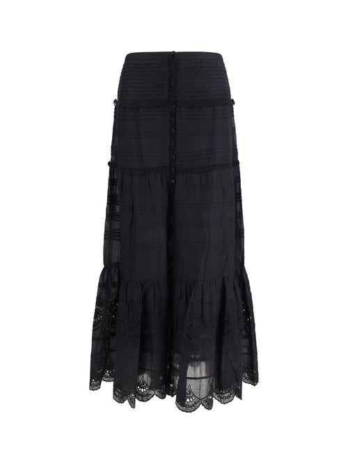 Isabel Marant Étoile Paoline Long Cotton Skirt - Black