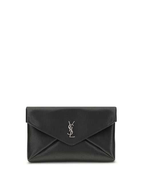 Saint Laurent Cassandre large envelope Clutch Bag - Black